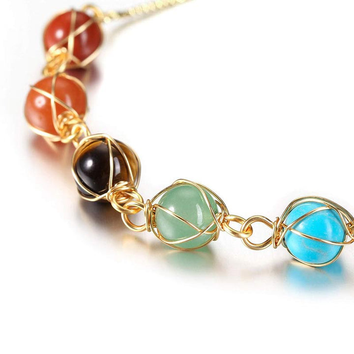 Bracelet de yoga réglable couleur or naturel Chakra