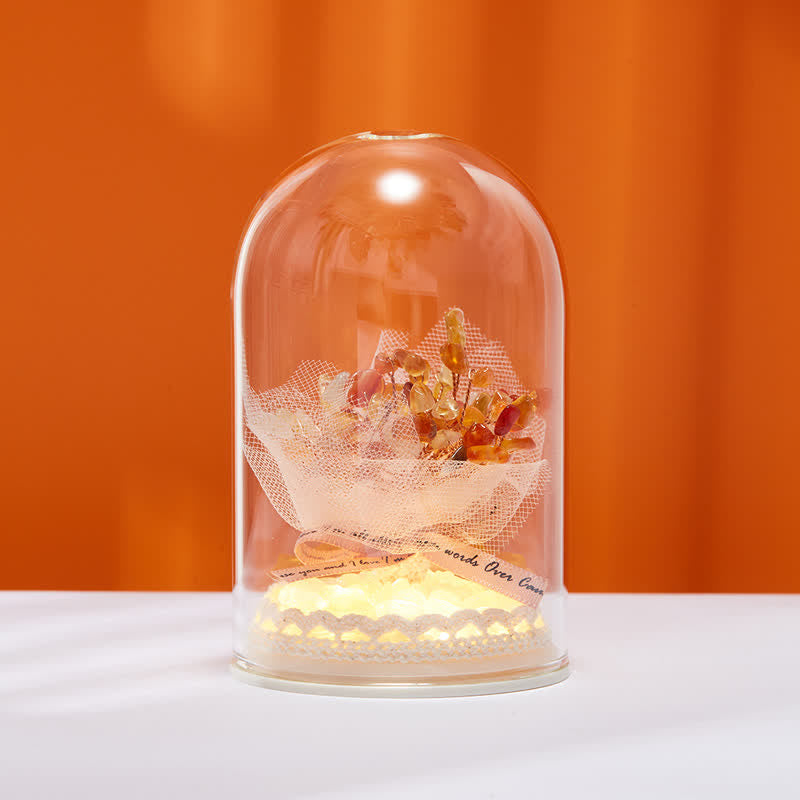 Décoration d'arbre Feng Shui avec couvercle en verre cristal naturel Olivenorma 