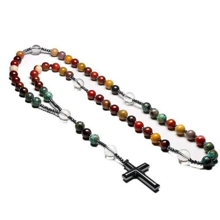 Collier et bracelet symbole de croix en pierre naturelle Olivenorma 