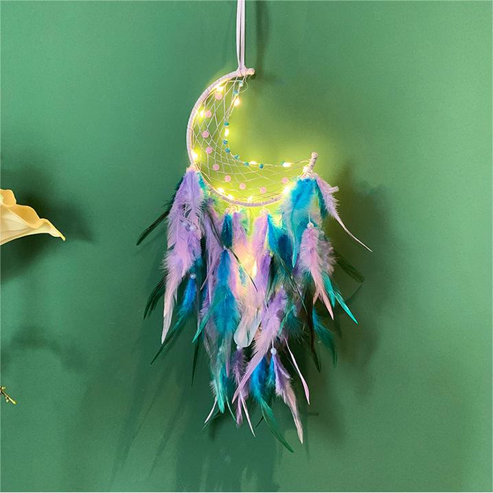 Attrape-rêves en jade violet turquoise fait main Olivenorma 