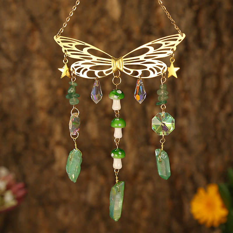 Carillon éolien attrape-soleil en forme d'ailes de papillon en cristal Olivenorma 