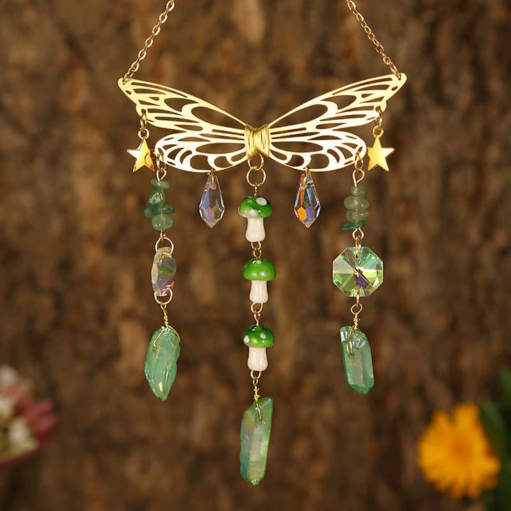 Carillon éolien attrape-soleil en forme d'ailes de papillon en cristal Olivenorma 