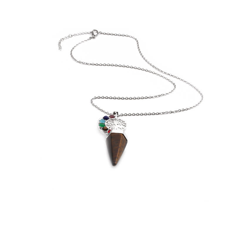 Collier avec pendentif arbre de vie en cristal hexagonal Olivenorma