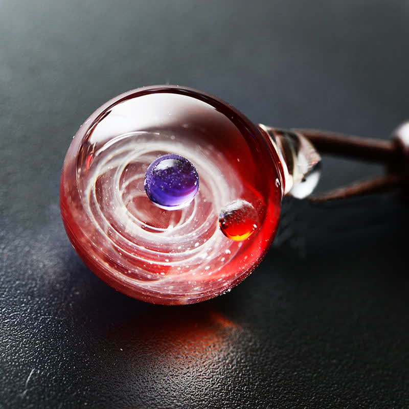Collier fantaisie en verre avec ciel étoilé cosmique Olivenorma