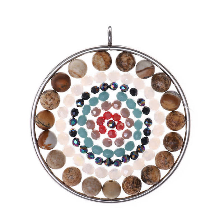 Collier avec pendentif rond en cristal et fleur de datura Olivenorma