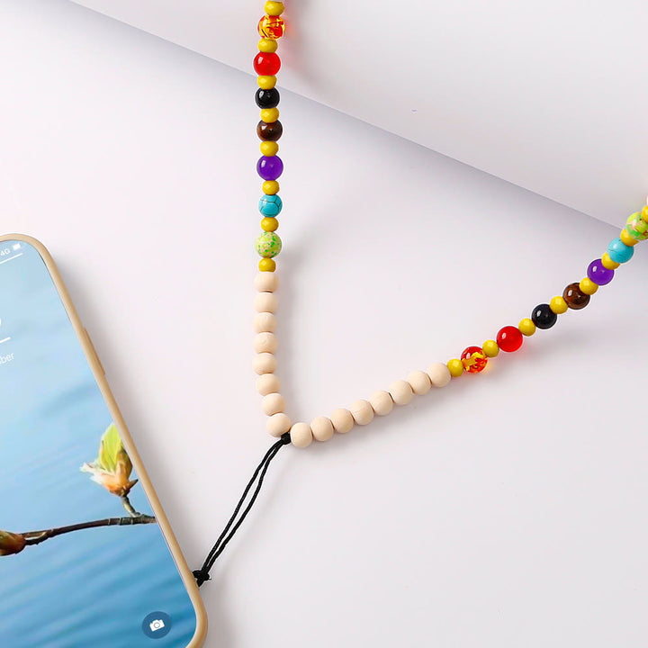 Sangle de téléphone en perles de bois et cristal naturel Olivenorma
