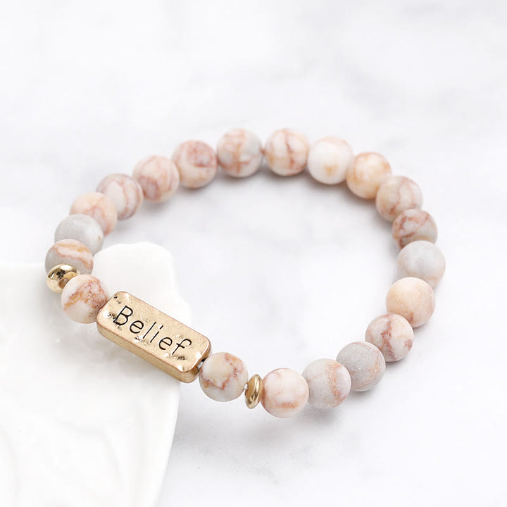 Bracelet gravé avec croyance en pierres précieuses naturelles Olivenorma
