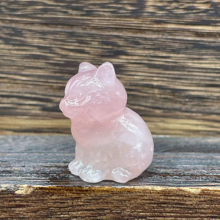 Décoration en pierre précieuse en forme de chaton mignon de 1,2 pouce en pierre naturelle Olivenorma 