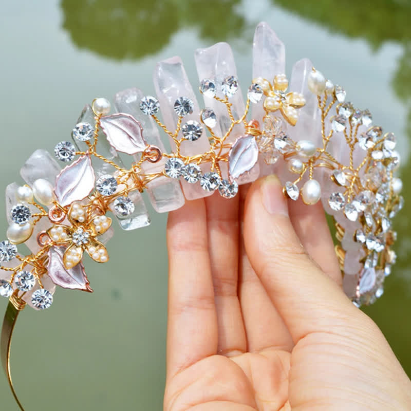Cristal naturel de luxe Olivenorma avec couronne en cristal de perle