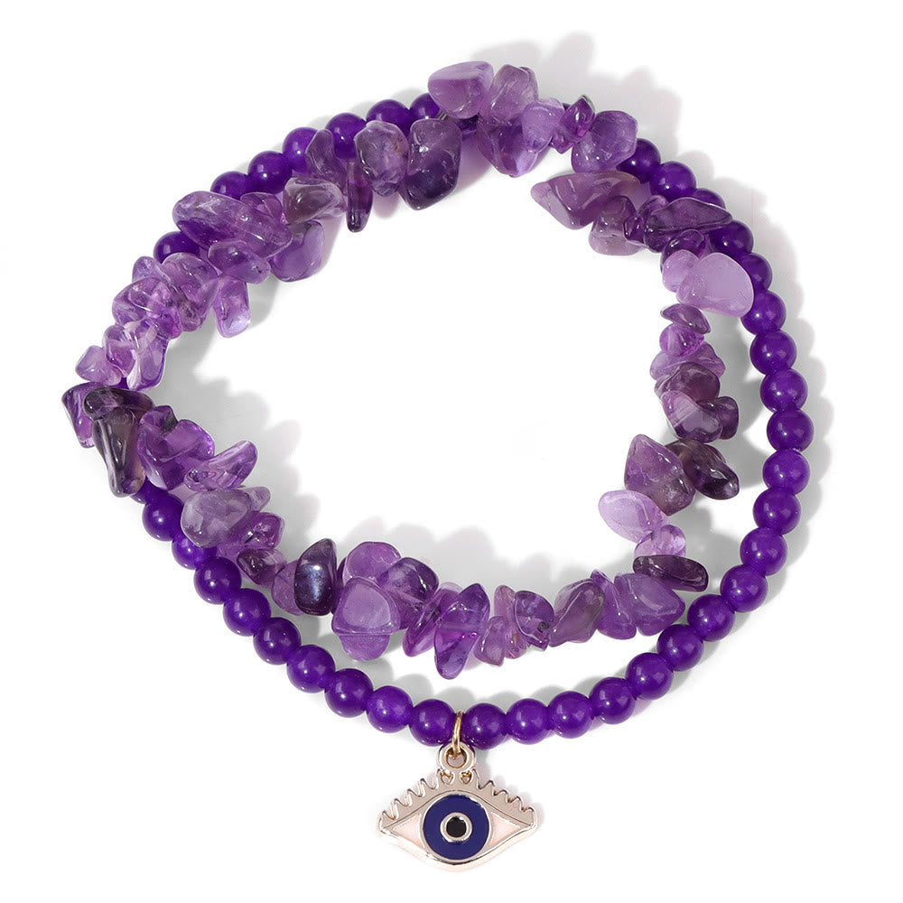 Ensemble de bracelets en cristal à double couche avec pendentif mauvais Olivenorma 
