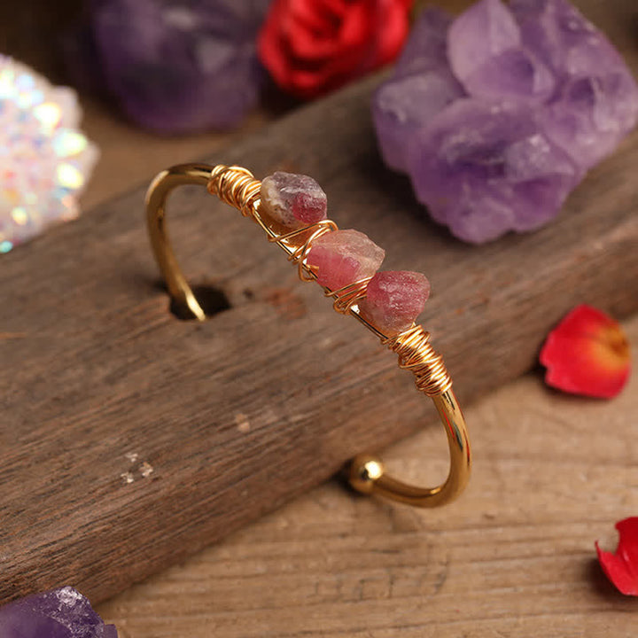 Bracelet vintage en cristal brut et pierres précieuses Olivenorma
