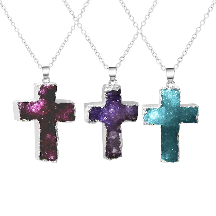 Collier en cristal naturel Reiki avec croix « Cœur guérisseur » Olivenorma 