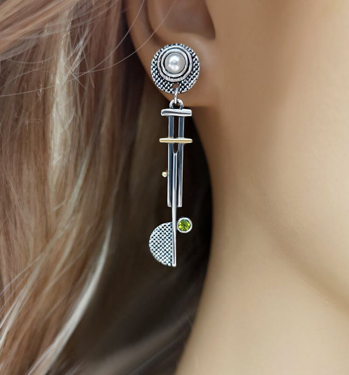 Boucles d'oreilles en cristal transparent en demi-cercle géométrique simple vintage Olivenorma