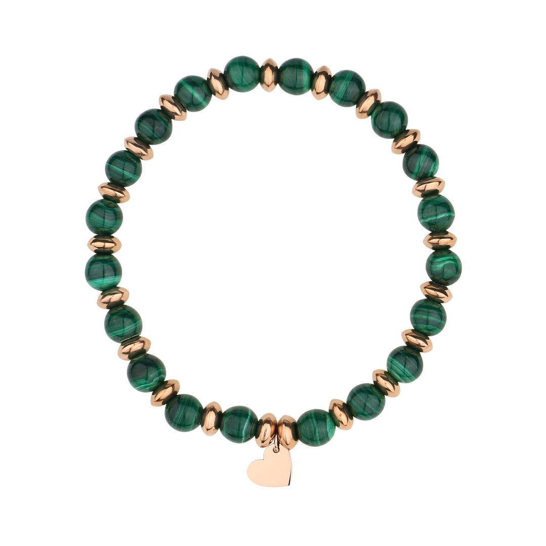 Bracelet pendentif en forme de cœur en métal et perles de cristal naturel Olivenorma