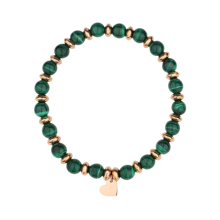 Bracelet pendentif en forme de cœur en métal et perles de cristal naturel Olivenorma