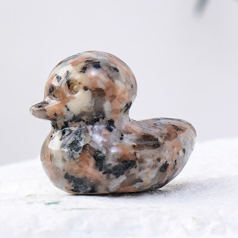 Décoration en pierre précieuse sculptée en forme de canard en cristal de quartz Olivenorma de 1,2 pouce