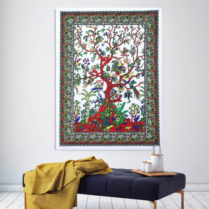 Tapisserie murale psychédélique à motif d'arbre de vie vert Olivenorma