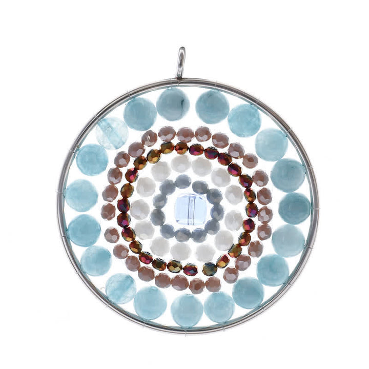 Collier avec pendentif rond en cristal et fleur de datura Olivenorma