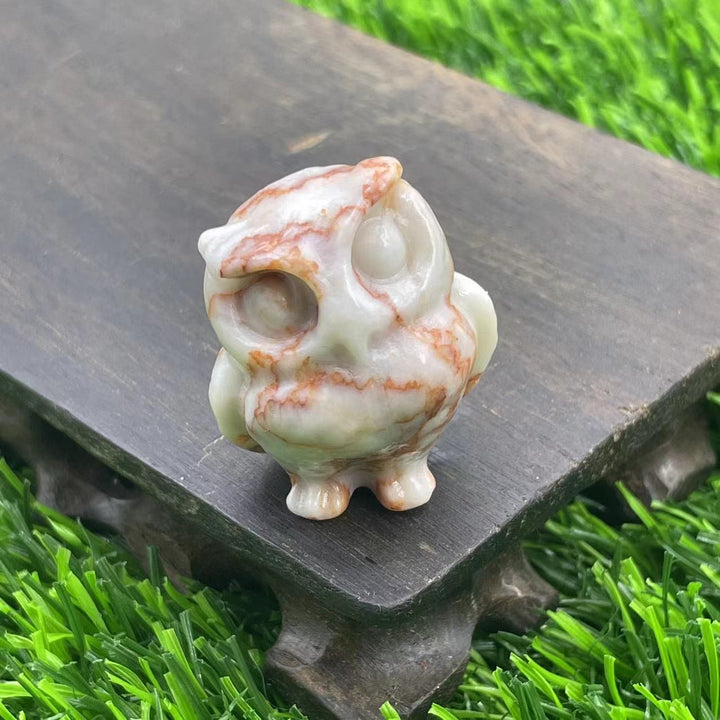 Ornement de hibou en cristal naturel Olivenorma de 3,5 cm, décoration en pierres précieuses