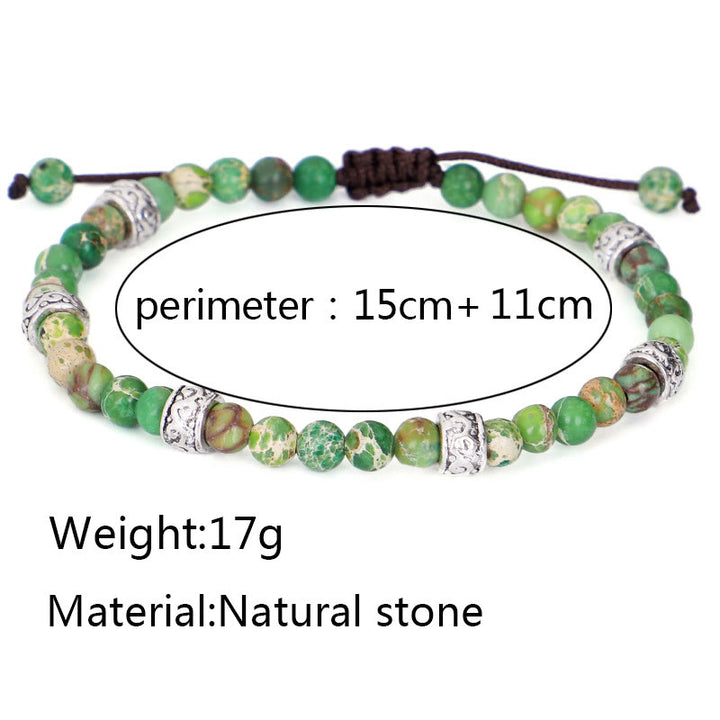 Bracelet tressé en perles de pierre impériale multicolore naturelle Olivenorma 