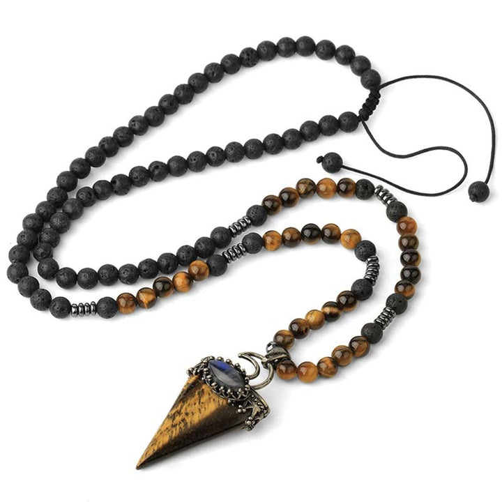 Collier de perles de méditation prismatiques en pierre naturelle Olivenorma