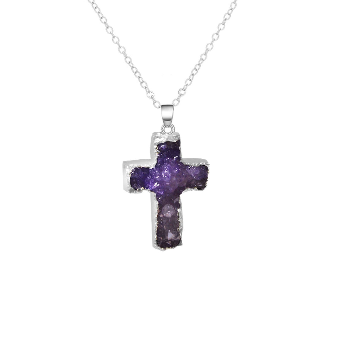 Collier en cristal naturel Reiki avec croix « Cœur guérisseur » Olivenorma 