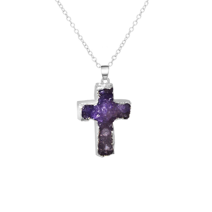 Collier en cristal naturel Reiki avec croix « Cœur guérisseur » Olivenorma 