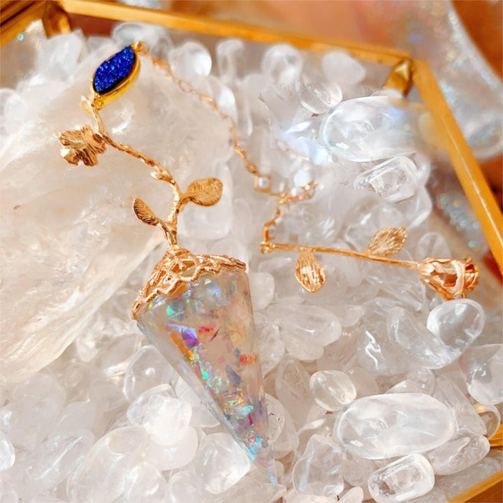 Pendule magnétique de protection des roses en cristal transparent Olivenorma