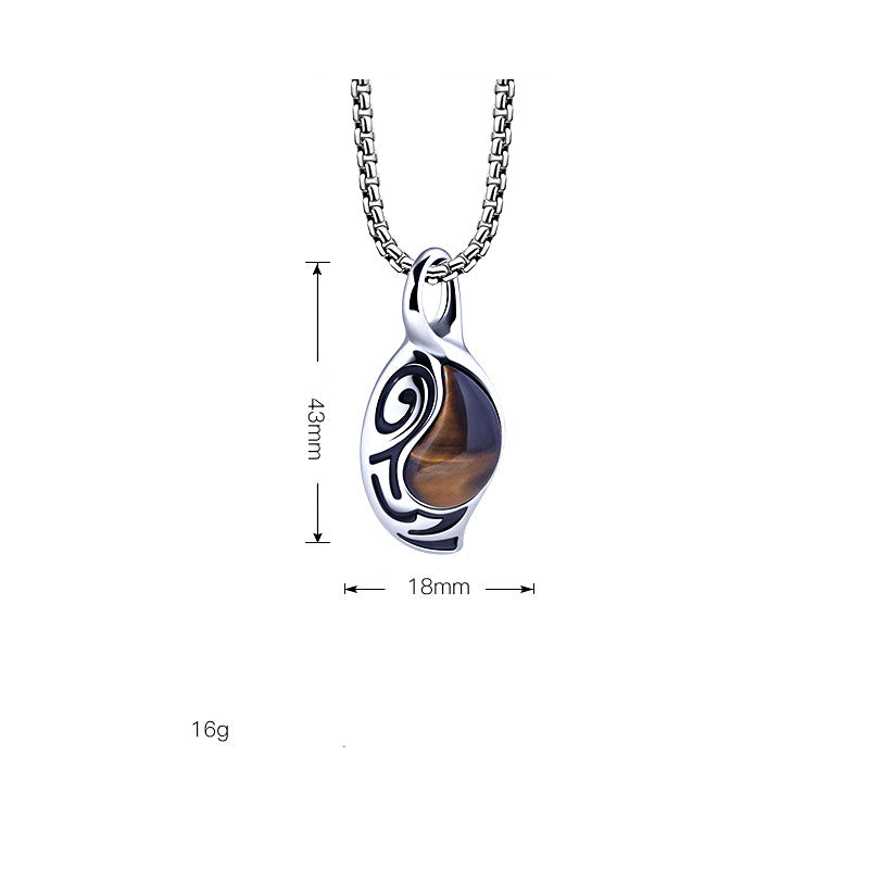 Collier en acier titane avec protection contre la chance et le courage Olivenorma 