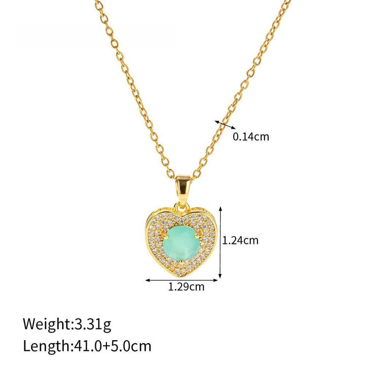 Collier pendentif coeur en or et amazonite rose opale Olivenorma