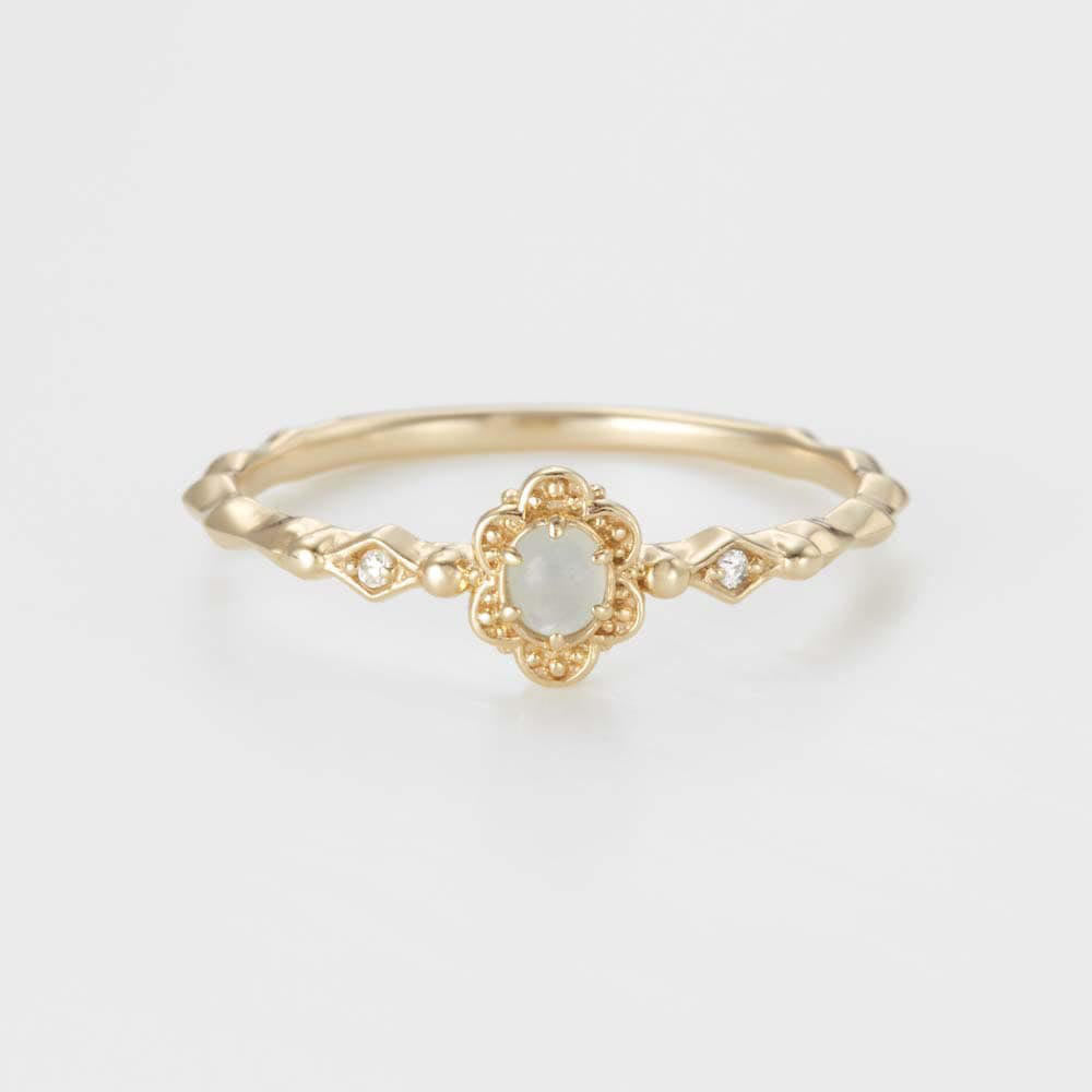 Bague vintage Olivenorma en aigue-marine naturelle et marguerites 