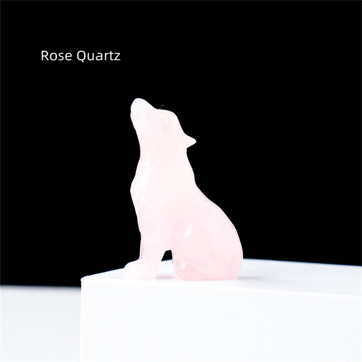 Décoration en pierre précieuse sculptée en forme de loup en cristal Olivenorma de 2 po - Quartz rose - image 6