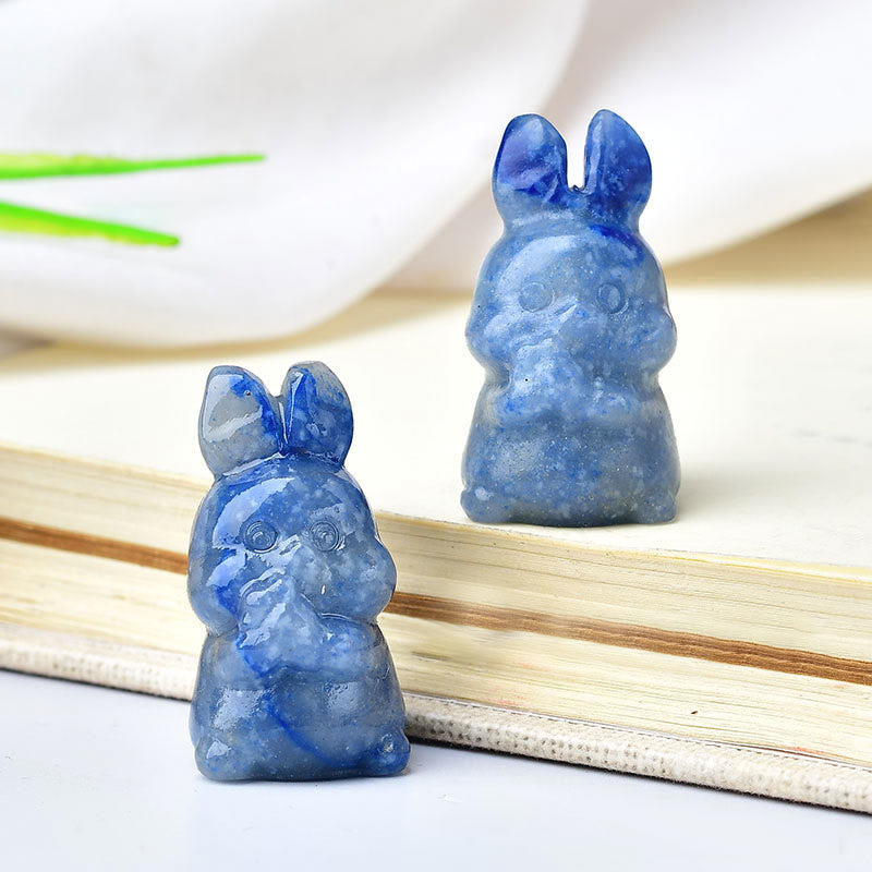 Décoration en pierre précieuse sculptée en forme de lapin et carotte en cristal naturel Olivenorma 