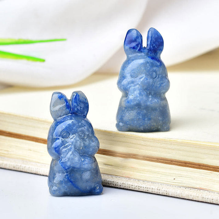 Décoration en pierre précieuse sculptée en forme de lapin et carotte en cristal naturel Olivenorma 