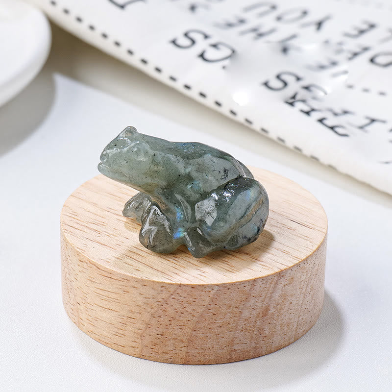 Statue de grenouille sculptée en pierre précieuse naturelle Olivenorma Décoration en pierre précieuse - Labradorite - image 25