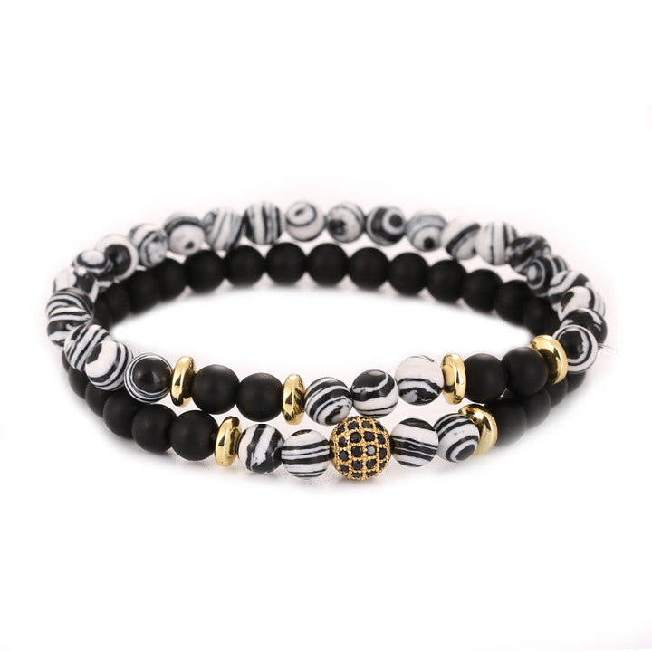 Bracelet homme Olivenorma en perles de cristal naturel à deux couches