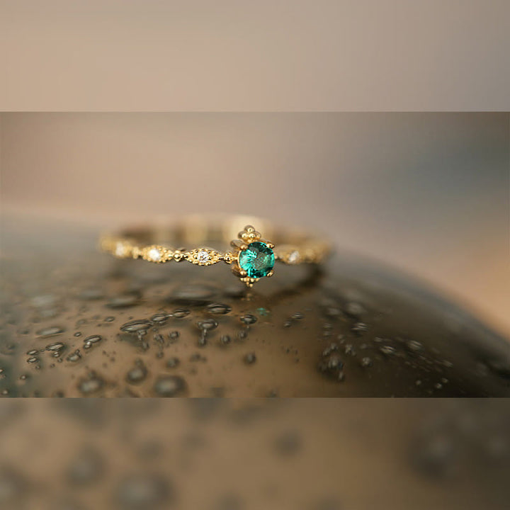 Bague Olivenorma en émeraude et zircone blanche