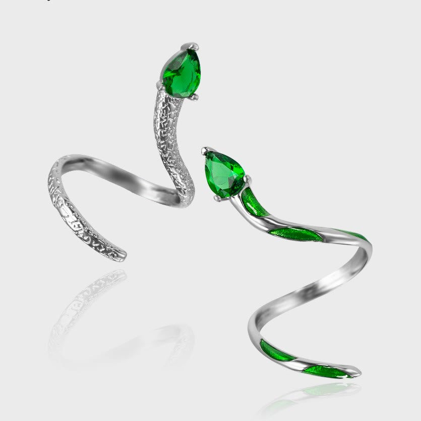 Bague manchette serpent émeraude Olivenorma
