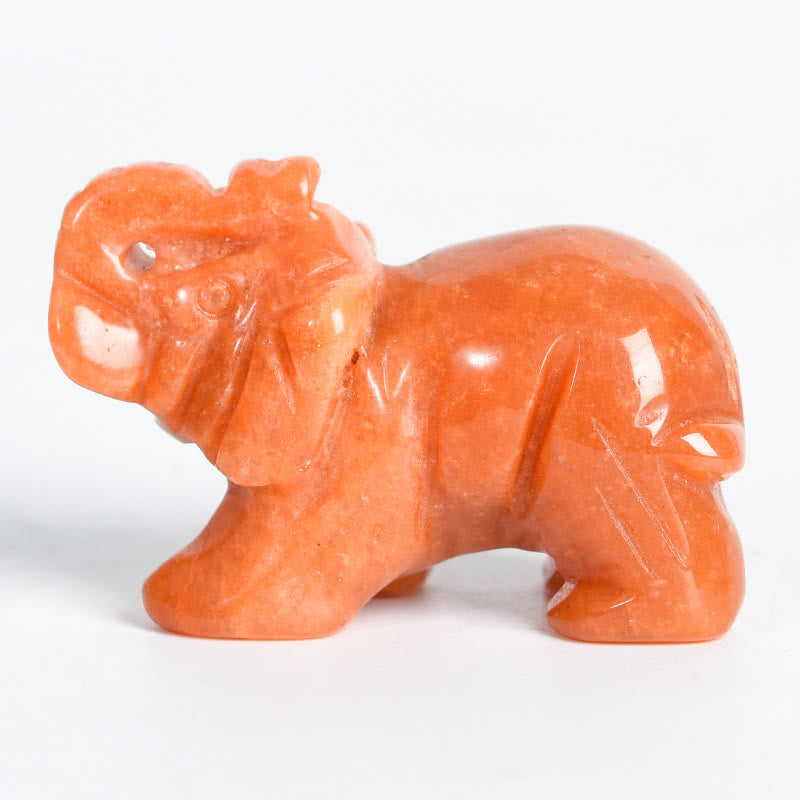 Figurine d'éléphant sculptée Olivenorma 1,5/2 pouces Décoration en pierres précieuses