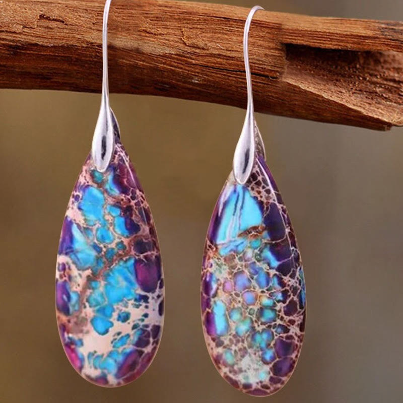 Boucles d'oreilles Olivenorma en forme de goutte avec pierre empereur