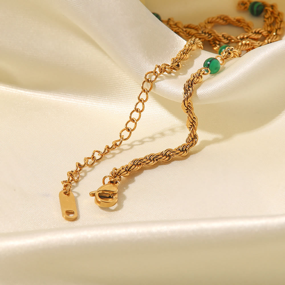 Collier torsadé de clavicule en perles de malachite naturelle Olivenorma