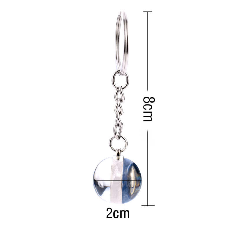 Porte-clés en verre avec 12 étoiles de protection du zodiaque