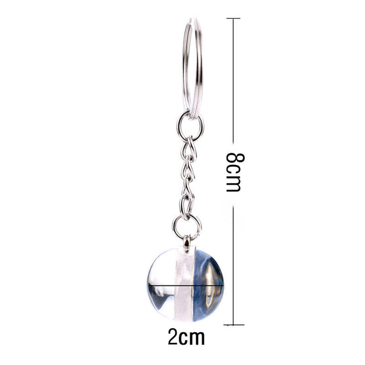 Porte-clés en verre avec 12 étoiles de protection du zodiaque