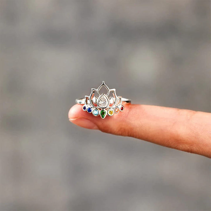 Bague de yoga arc-en-ciel avec lotus Olivenorma et 7 chakras