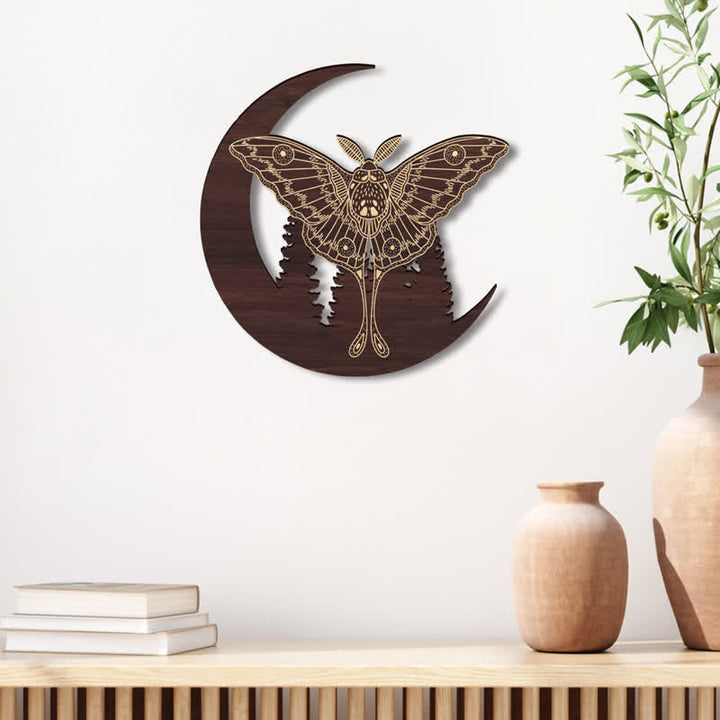 Décoration murale en bois de papillon croissant de lune Olivenorma