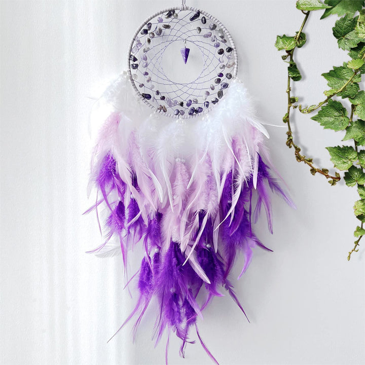 Pendentif pendule en gravier d'améthyste Olivenorma Attrape-rêves violet 