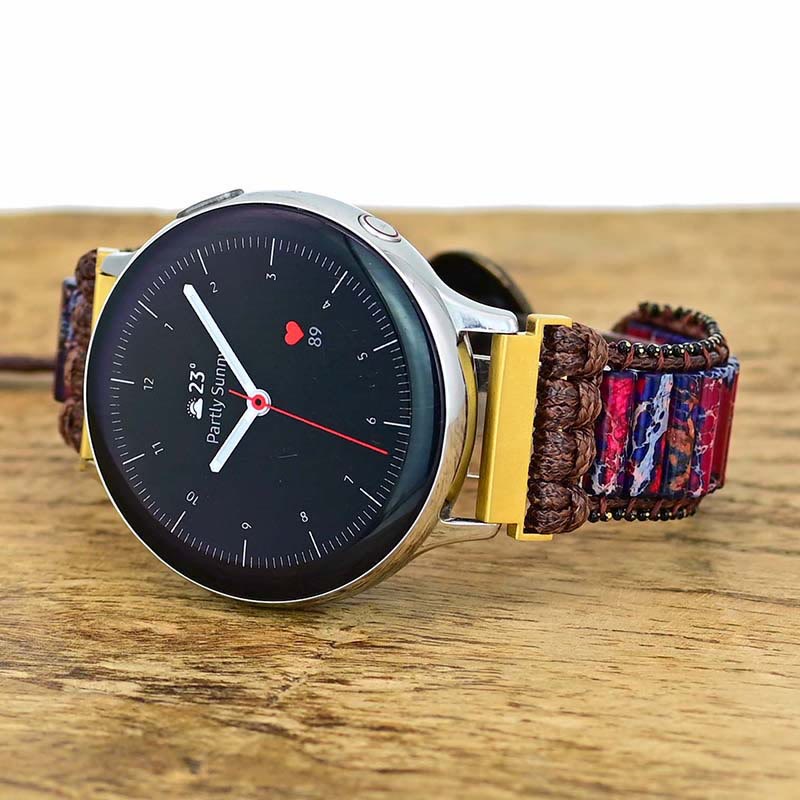 Bracelet Samsung enveloppant Olivenorma Rose Rouge Bleu Pierre Empereur 