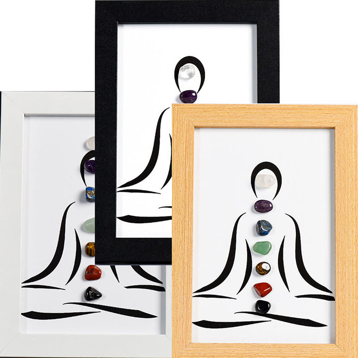 Cadre photo décoratif en pierre de chakra pour posture de méditation yoga Olivenorma