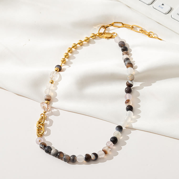 Collier de clavicule en perles de pierre semi-précieuse naturelle Olivenorma 