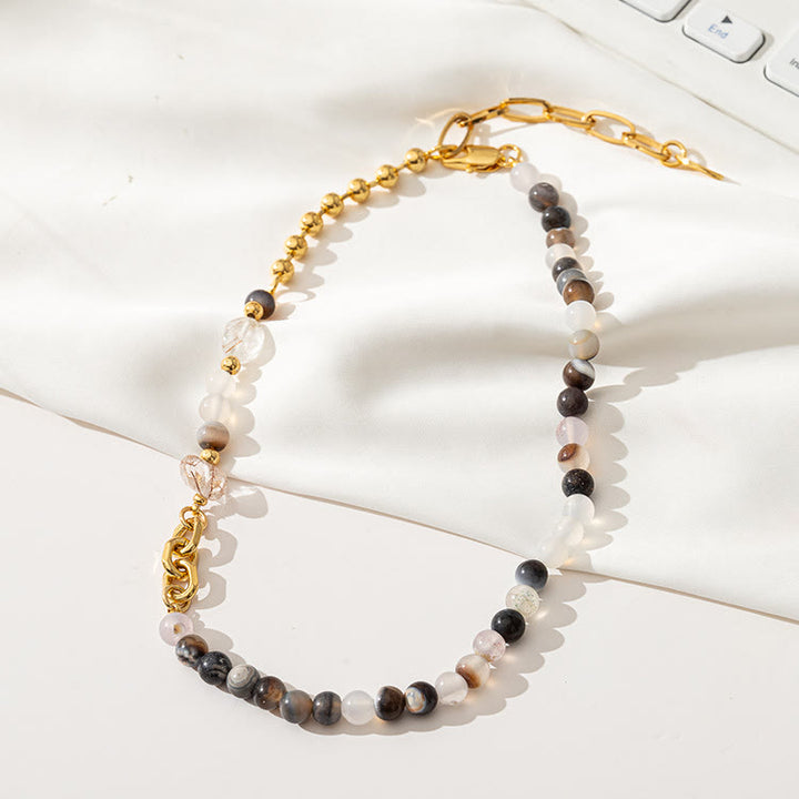 Collier de clavicule en perles de pierre semi-précieuse naturelle Olivenorma 